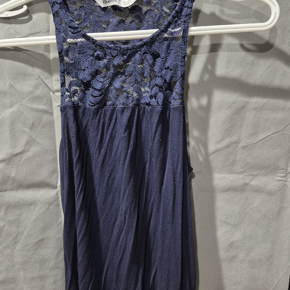 Elegant Lace Navy Tank Top